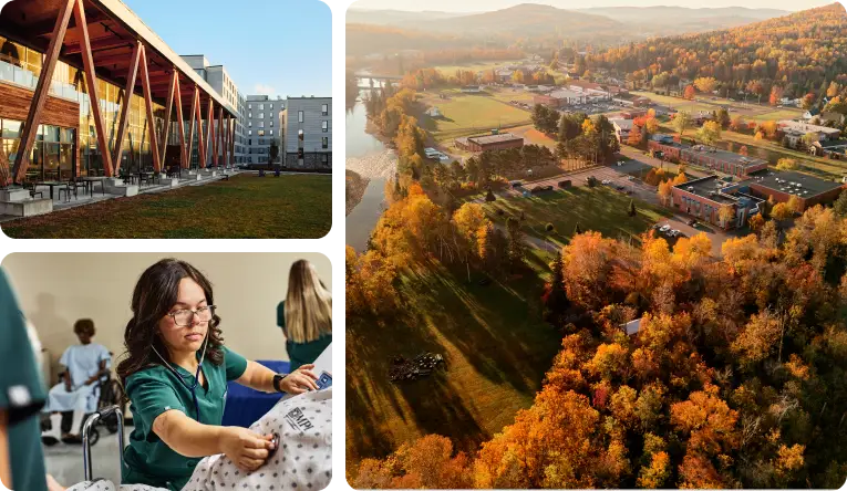 southern maine new building an aerial view of a university and a medical student practicing
